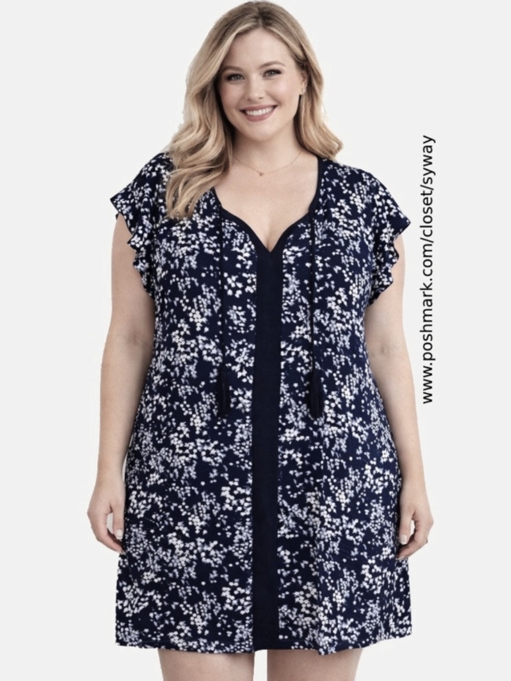 New Michael Kors Women XL Navy Blue Dress V-Neck Sleeveless Dress Stretch